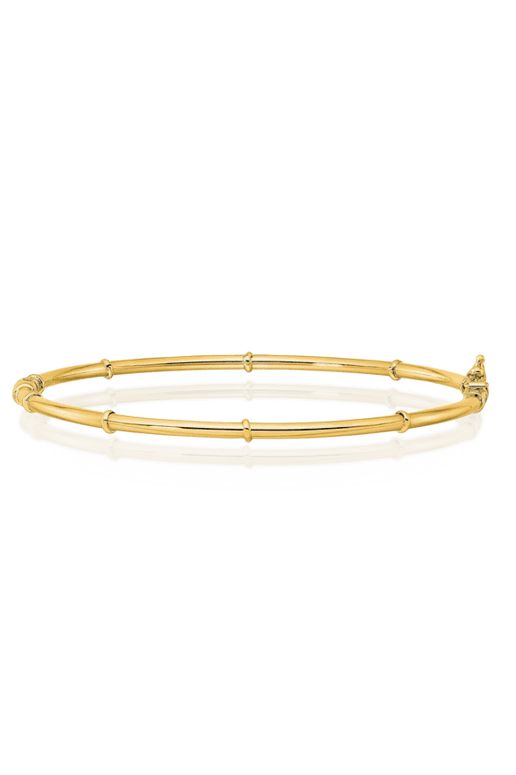 14K Solid Yellow Gold Hinged Bangle Bracelet