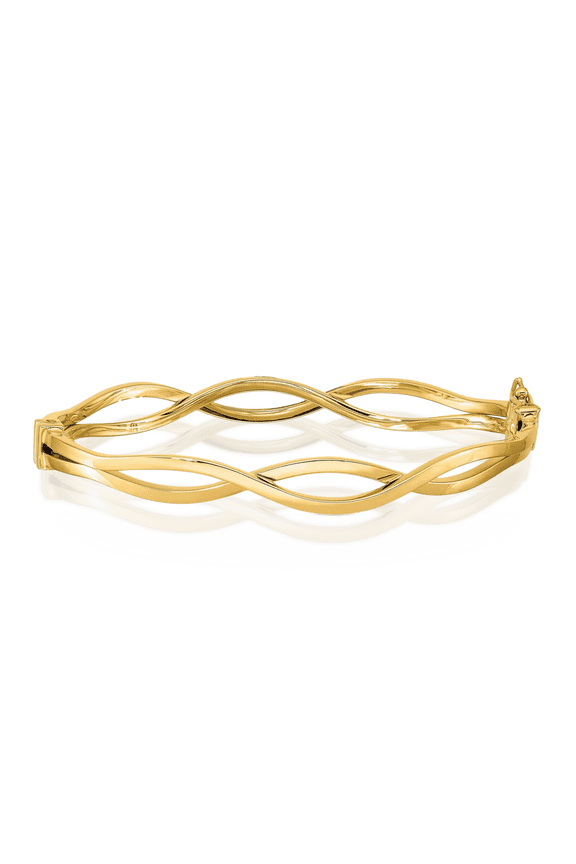 14K Solid Yellow Gold Hinged Bangle Bracelet