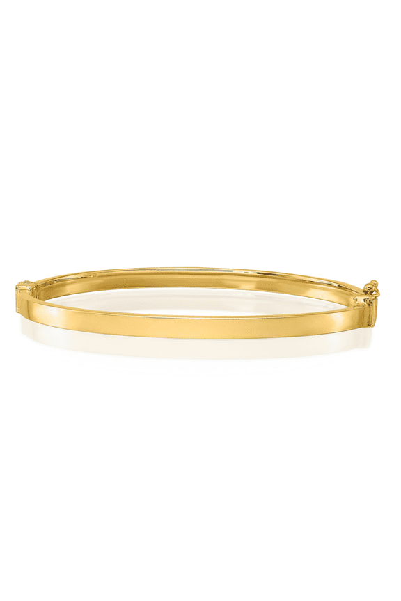 14K Solid Yellow Gold Hinged Bangle Bracelet