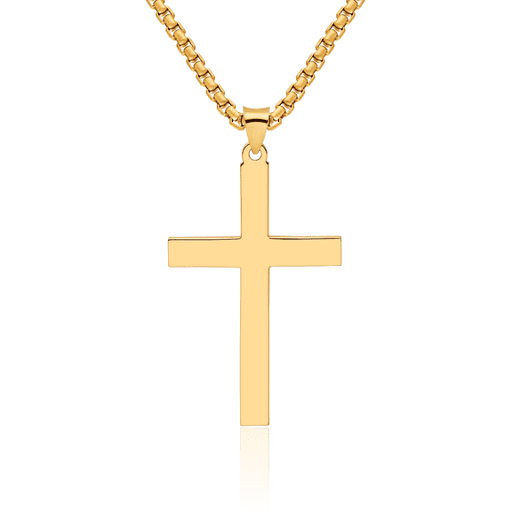 14K Solid Yellow Gold Holy Cross Necklace Religious Chain Pendant Jesus Christ Charm