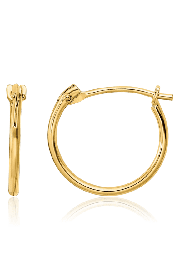 14K Solid Yellow Gold Huggie Small Hoop Earrings