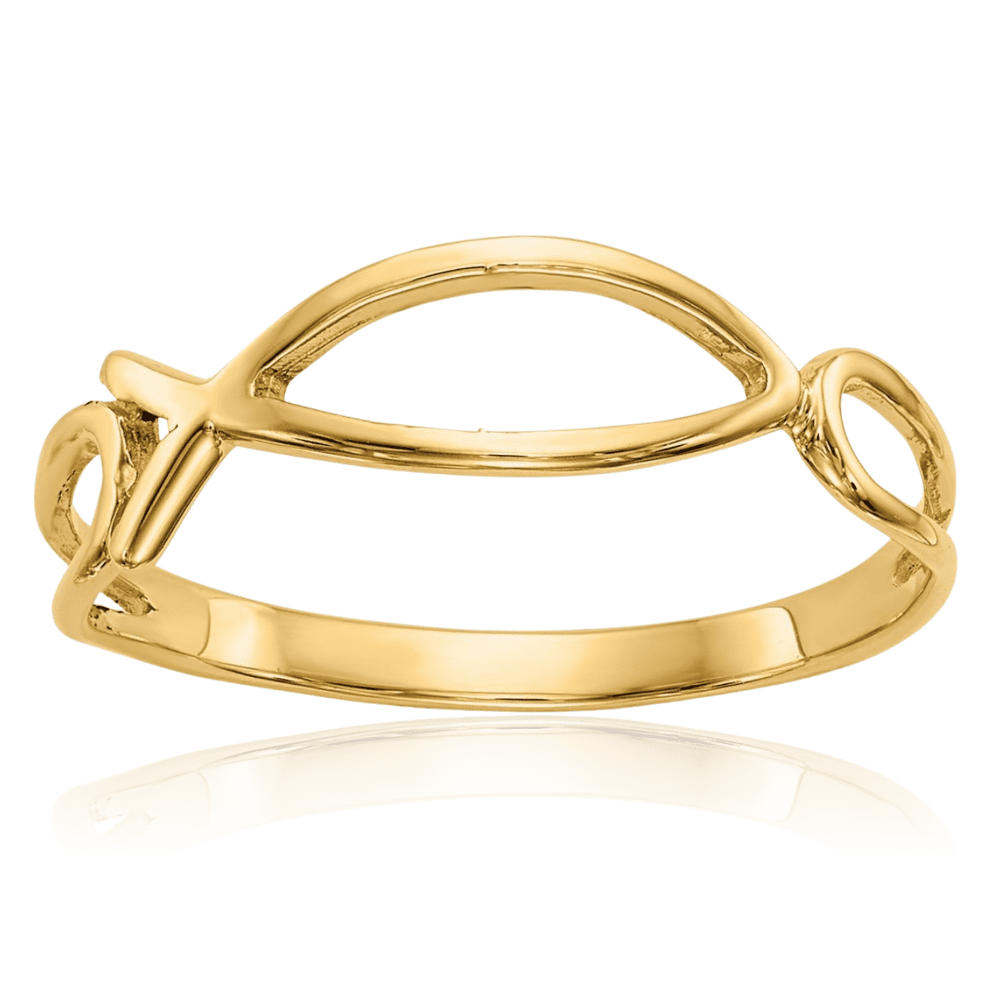 14K Solid Yellow Gold Ichthus Fish Symbol Religious Ring Christian ...