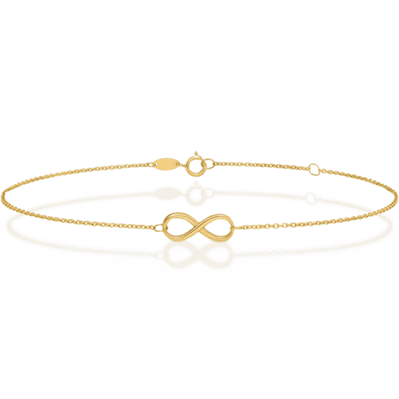 14K Solid Yellow Gold Infinity Twisted Love Knot Symbol Anklet Summer Beach Foot Ankle Bracelet