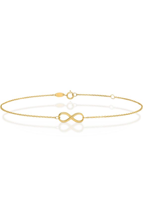 14K Solid Yellow Gold Infinity Twisted Love Knot Symbol Anklet Summer Beach Foot Ankle Bracelet
