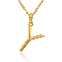 14K Solid Yellow Gold Initial Y Necklace Chain Pendant Charm