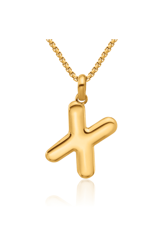 14K Solid Yellow Gold Initial x Necklace Chain Pendant Charm