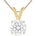 thumbnail image 1 of 14K Solid Yellow Gold Lab Grown Moissanite Round Cut Solitaire Pendant | Double Loop Bail | 6.5mm 1.0 CTW | 16-18" Adjustable Box Link Necklace | Luxury Gift, Birthday, Anniversary, Mothers Day, 1 of 7