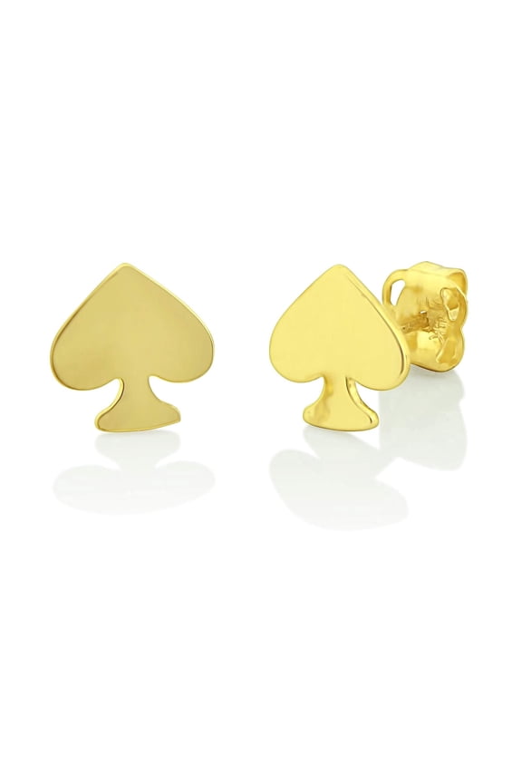 14K Solid Gold Ace of Spades Stud Earrings
