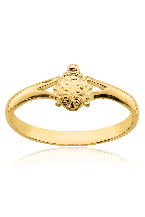 14K Solid Yellow Gold Ladybug Ring