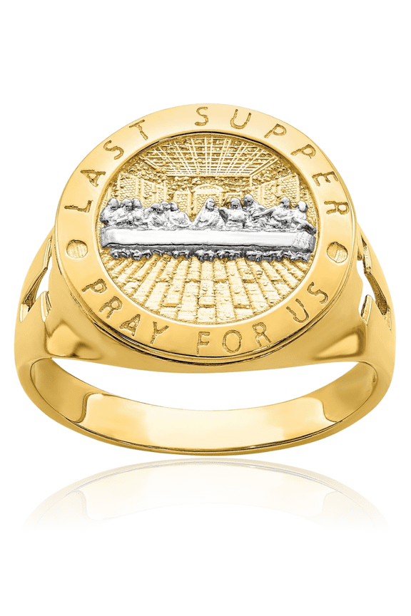 14K Solid Yellow Gold Last Supper Mens Ring