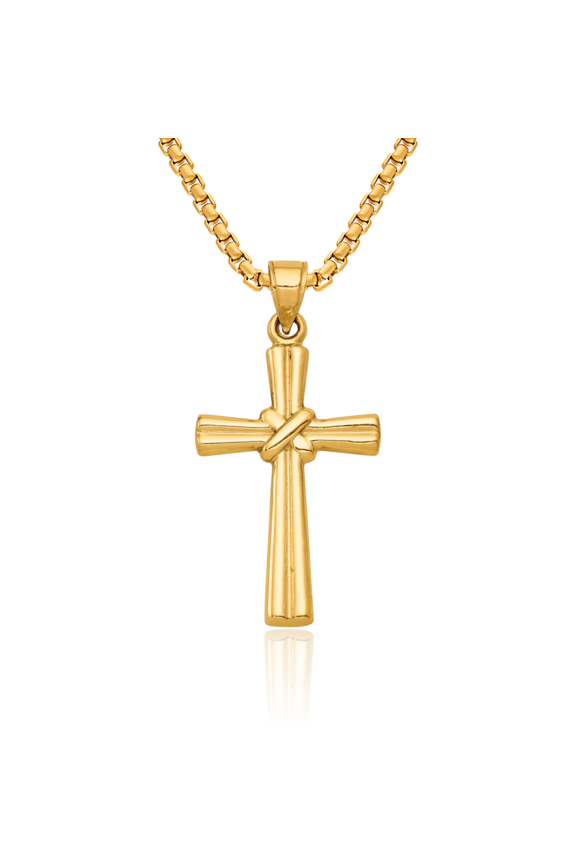 14K Solid Yellow Gold Latin Mexican Holy Cross Necklace Religious Chain Pendant Jesus Christ Charm