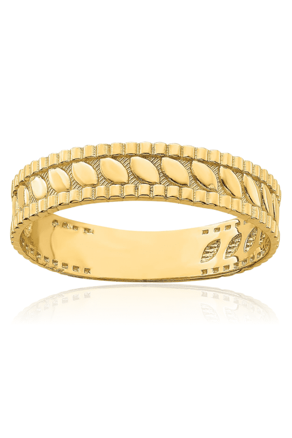 14K Solid Yellow Gold Leaf Thumb Statement Ring