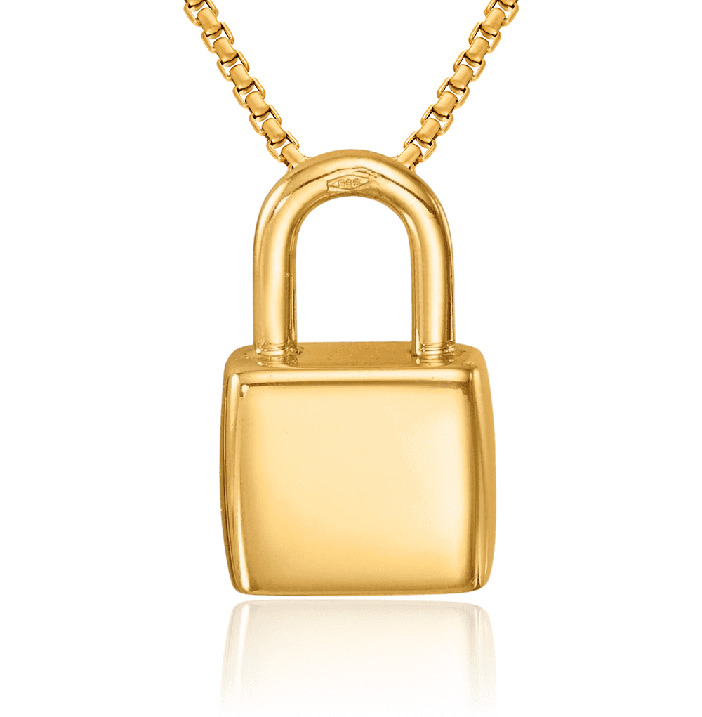 14K Solid Yellow Gold Lock Necklace Chain Pendant Charm - Walmart.com