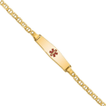 thumbnail image 1 of 14K Solid Yellow Gold Medical Alert Anchor Mariner Link Chain Name Bar Identification ID Bracelet, 1 of 4