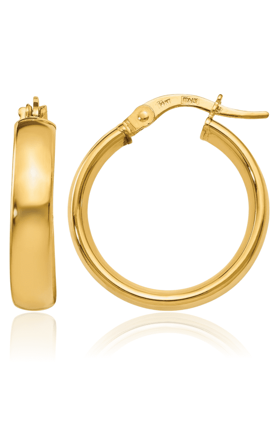 14K Solid Yellow Gold Medium Hoop Earrings
