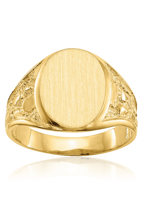14K Solid Yellow Gold Mens Custom Engraved Signet Ring Handmade Personalized Monogram Initial Letter Band