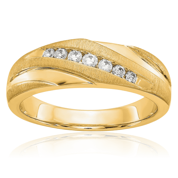 14K Solid Yellow Gold Mens Lab Diamond Wedding Band Ring
