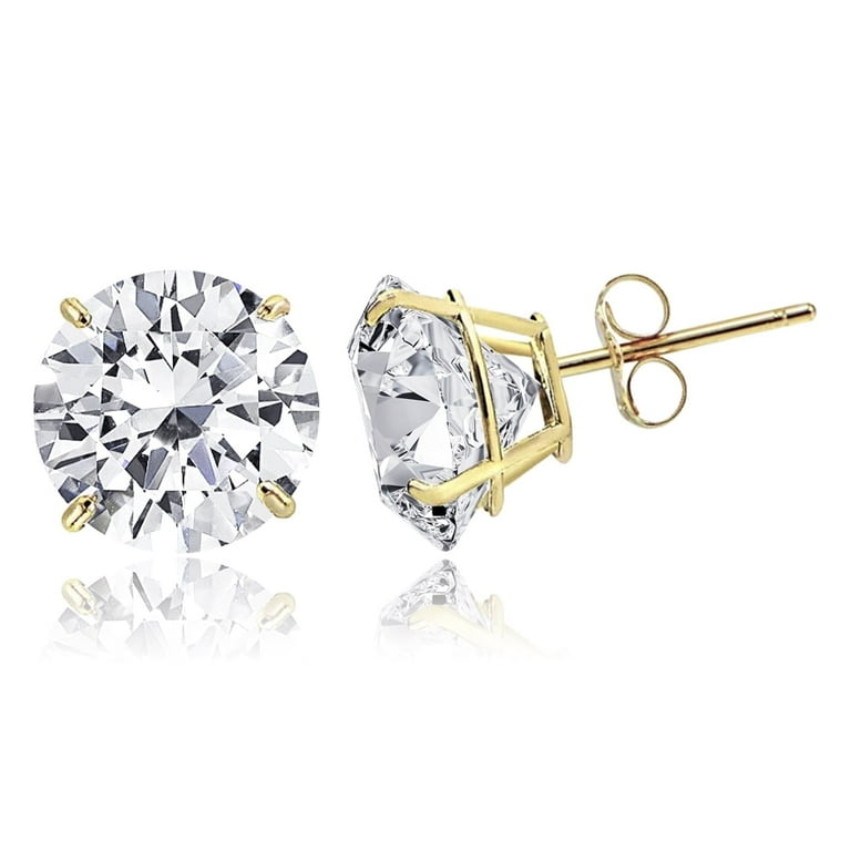 NEW 10K Gold Genuine hot Diamond Solitaire Buttercup Post Stud Earrings 3mm