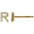 thumbnail image 1 of 14K Solid Yellow Gold Natural Diamond Initial 'R' Letter Mix & Match SINGLE Stud Earring (Half Pair), 1 of 4