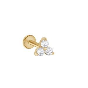 14K Gold Prong Setting Diamond Trio Tiny Stud Earrings 14K Gold