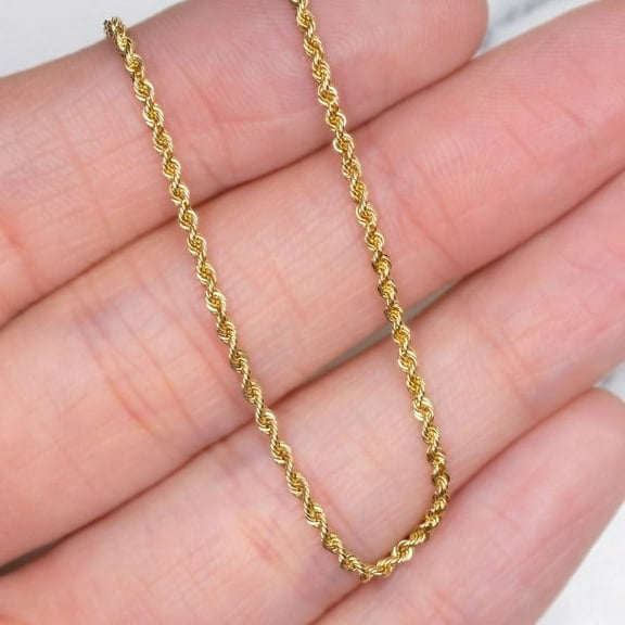 14K Solid Yellow Gold Necklace Rope Chain 14" 16'' 18" 20" 22" 24" 26" 30" 14k Necklaces, 14 Karat Gold Chain,