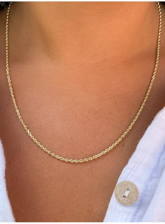 14K Solid Yellow Gold Necklace Rope Chain 14" 16'' 18" 20" 22" 24" 26" 30" 14k Necklaces, 14 Karat Gold Chain,