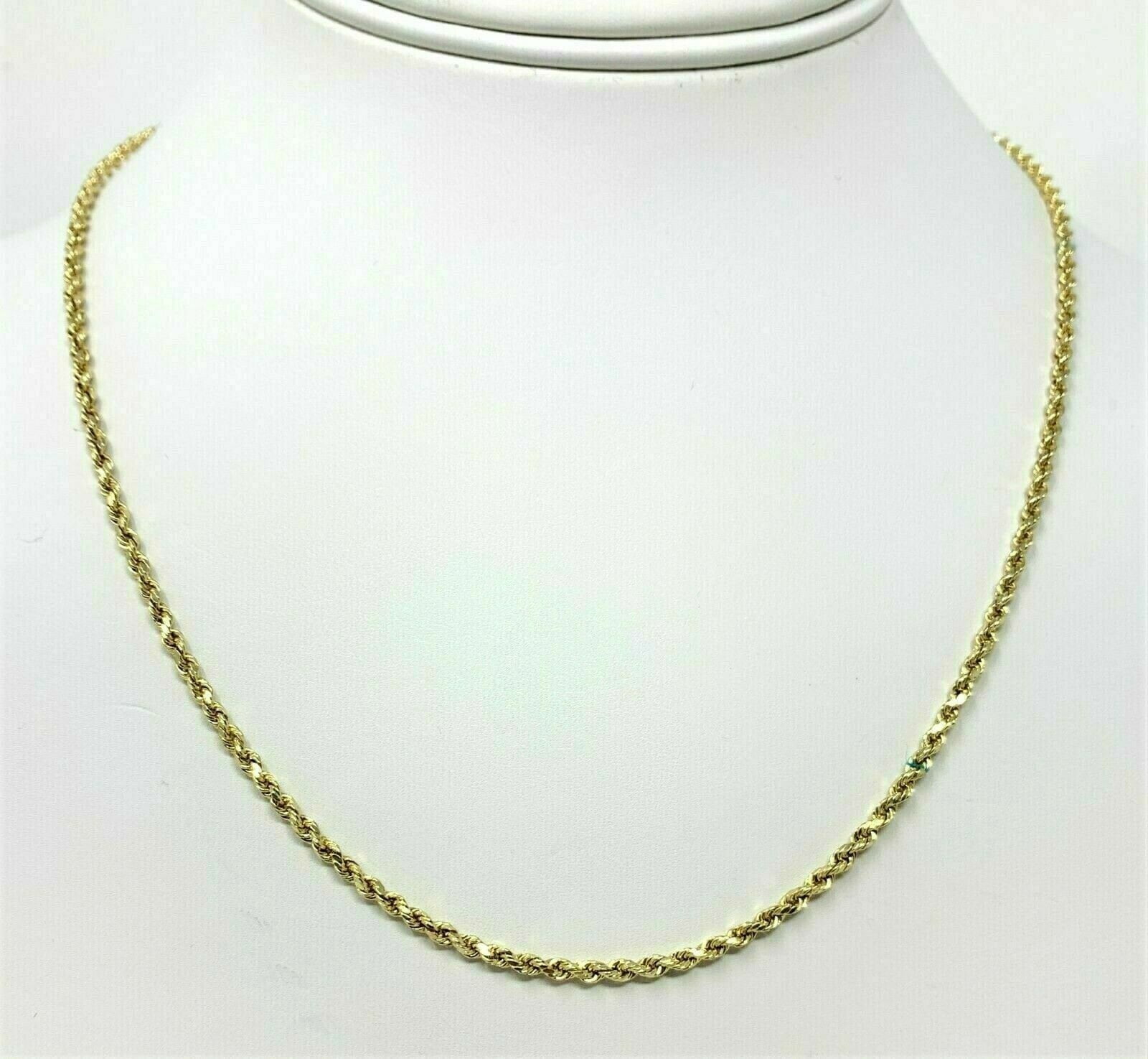 14K Solid Yellow Gold Necklace Rope Chain 14" 16'' 18" 20" 22" 24" 26" 30"