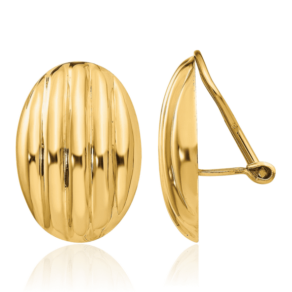 14K Solid Yellow Gold Non Pierced Clip On Stud Earrings