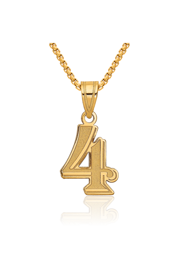 14K Solid Yellow Gold Number 4 Necklace Chain Pendant Charm