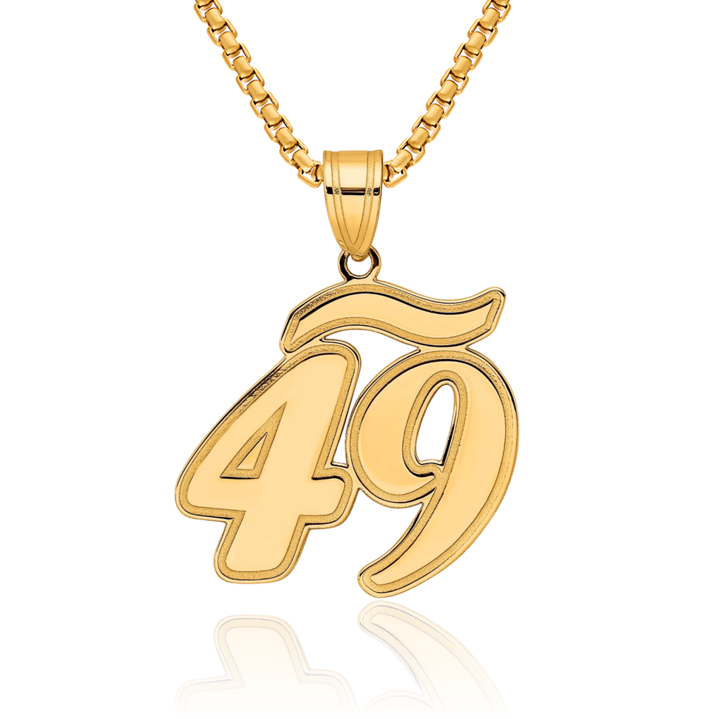 14K Solid Yellow Gold Number 49 Necklace Chain Pendant Charm - Walmart.com