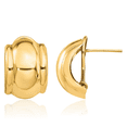 thumbnail image 1 of 14K Solid Yellow Gold Omega Clip Back Post Stud Earrings, 1 of 10