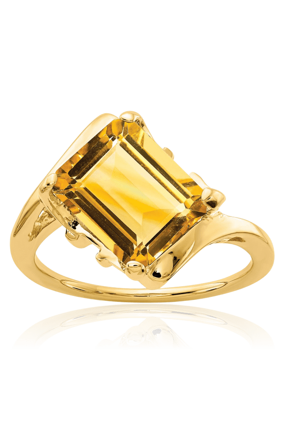 14K Solid Yellow Gold Orange Citrine Ring Gemstone Band November Birthstone Jewelry