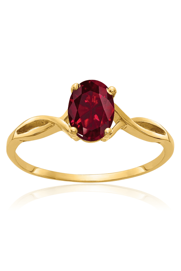 14K Solid Yellow Gold Oval Lab Red Ruby Solitaire Ring July Birthstone Jewelry