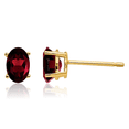 thumbnail image 1 of 14K Solid Yellow Gold Oval Red Garnet Studs Gemstone Solitaire Earrings January Birthstone Jewelry, 1 of 10