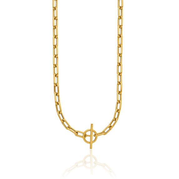 14K Solid Yellow Gold Paperclip Cable Rolo Link Chain Belcher Necklace Toggle Clasp