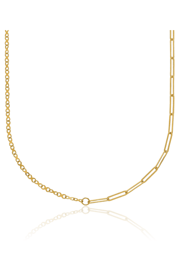 14K Solid Yellow Gold Paperclip Infinity Twisted Love Knot Symbol Link Necklace Chain