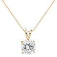 thumbnail image 1 of 14K Solid Yellow Gold Pendant Necklace | Round Cut Cubic Zirconia Solitaire | 1.5 Carat | 16 Inch .60mm Box Link Chain | With Gift Box, 1 of 8
