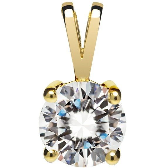 14K Solid Yellow Gold Pendant Only | Round Cut Cubic Zirconia Solitaire | 1.0 Carat | With Gift Box | Everyday Elegance