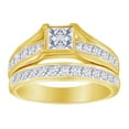 thumbnail image 1 of AFFY 14K Solid Yellow Gold Princess & Round Cut (1 Cttw) White Natural Diamond Engagement Bridal Ring Set,Ring Size-13, 1 of 1