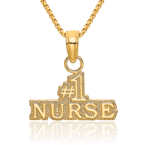 14K Solid Yellow Gold Registered Nurse Caduceus Paramedic Rn Doctor Medical Student Nursing Symbol Necklace Chain Pendant Charm with chain 16inch