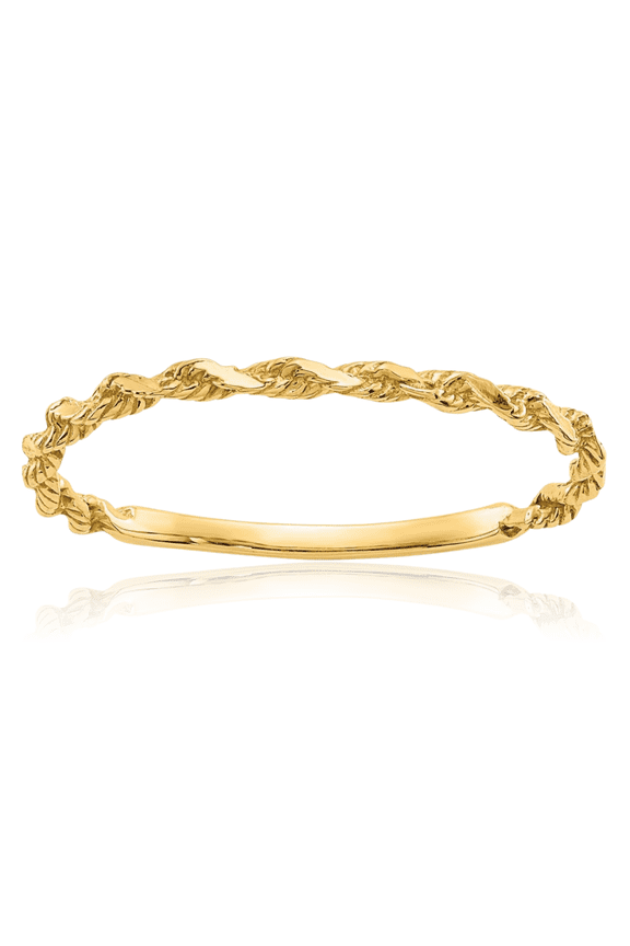 14K Solid Yellow Gold Rope Band Statement Stacking Ring