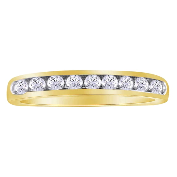 AFFY 14K Solid Yellow Gold Round Cut (0.33 Cttw) White Natural Diamond Engagement Band Ring By