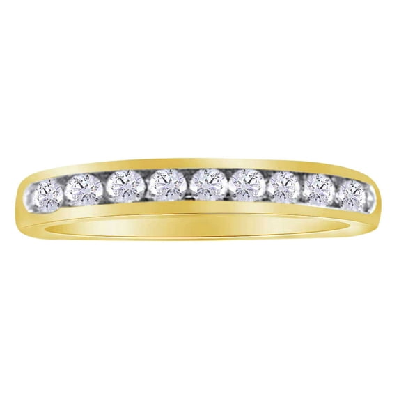 AFFY 14K Solid Yellow Gold Round Cut (0.33 Cttw) White Natural Diamond Engagement Band Ring