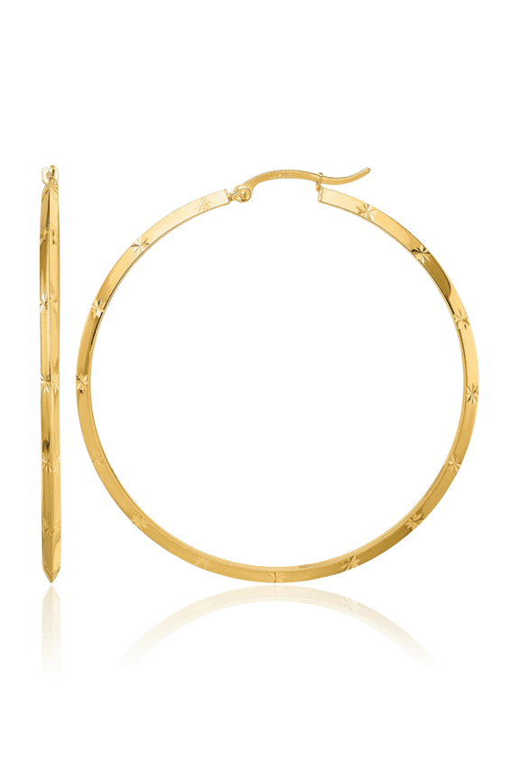 14K Solid Yellow Gold Round Extra Large Hoop Earrings