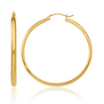 thumbnail image 1 of 14K Solid Yellow Gold Round Medium Hoop Earrings, 1 of 10