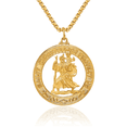 thumbnail image 1 of 14K Solid Yellow Gold Saint Christopher Medal Patron of Travelers Athletes Protection Necklace Christian Religious Chain Pendant Faith Charm with chain 24inch, 1 of 11