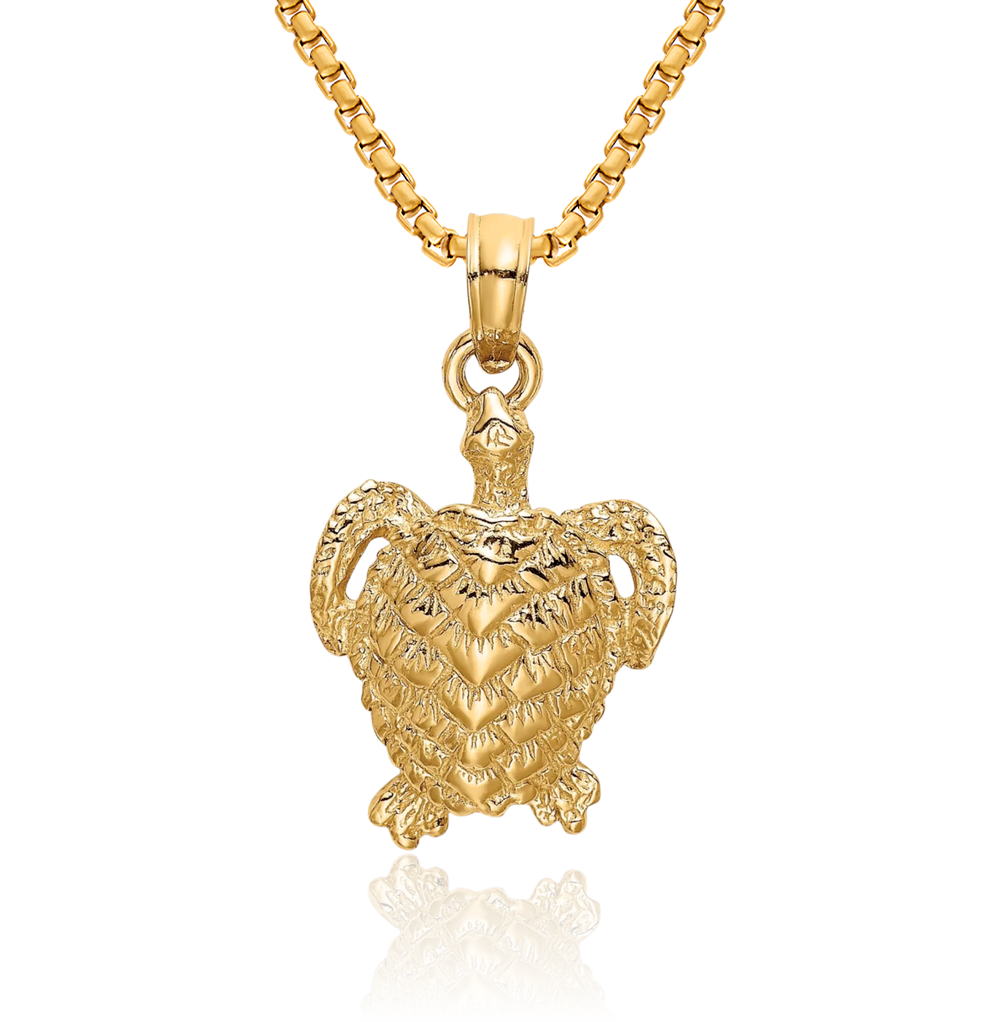 Turtle Chain 14K Solid Yellow Gold Sea Turtle Necklace Chain Pendant Charm - Walmart.com