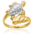 thumbnail image 1 of 14K Solid Yellow Gold Sea Turtle Ring, 1 of 10