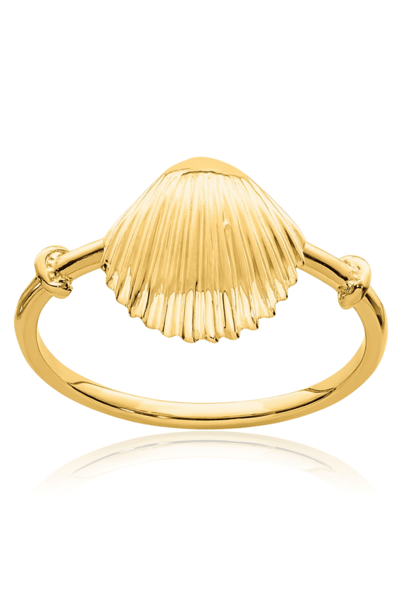 14K Solid Yellow Gold Shell Ring