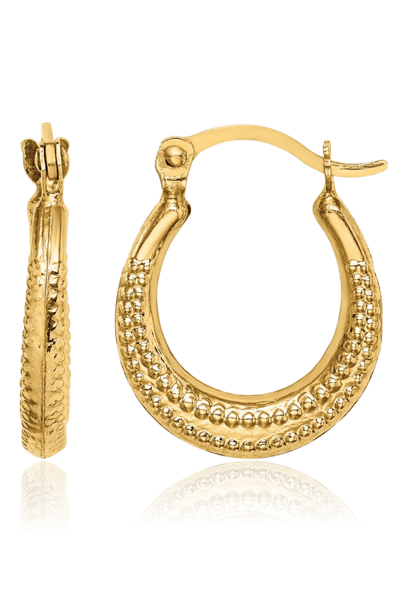 14K Solid Yellow Gold Small Hoop Earrings